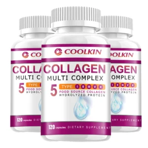 alt="Multi-Collagen Complex Capsules, containing 5 types of collagen.