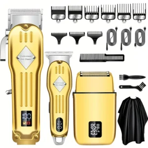 alt="3 in1 Hair Cutting Grooming Kit with Professional Hair Clippers and Shaver Set.