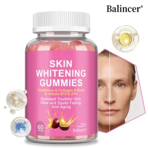 alt="Skin Whitening Gummies, containing Vitamin C and Glutathione.