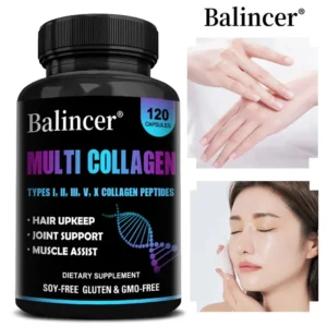 alt="Multi-Collagen Capsules for Joint, Bone, Skin, and Hair support.