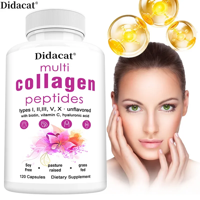 alt="Multi-Collagen Peptides Supplement, highlighting its 5 key benefits for health.
