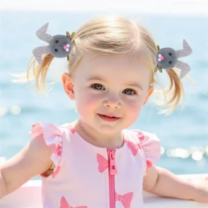 alt="Adorable plush bunny hair ties and headbands, a set of cute accessories.