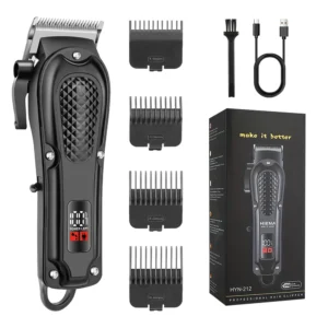 alt="Professional Barber Electric Hair Trimmer, a Rechargeable Cordless Beard Shaver for Men