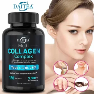 alt="Daitea Collagen Complex, a supplement for hair, skin, and nails.